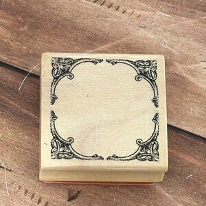 MICHAELS FILIGREE SQUARE FRAME WOOD MOUNTED RUBBER STAMP